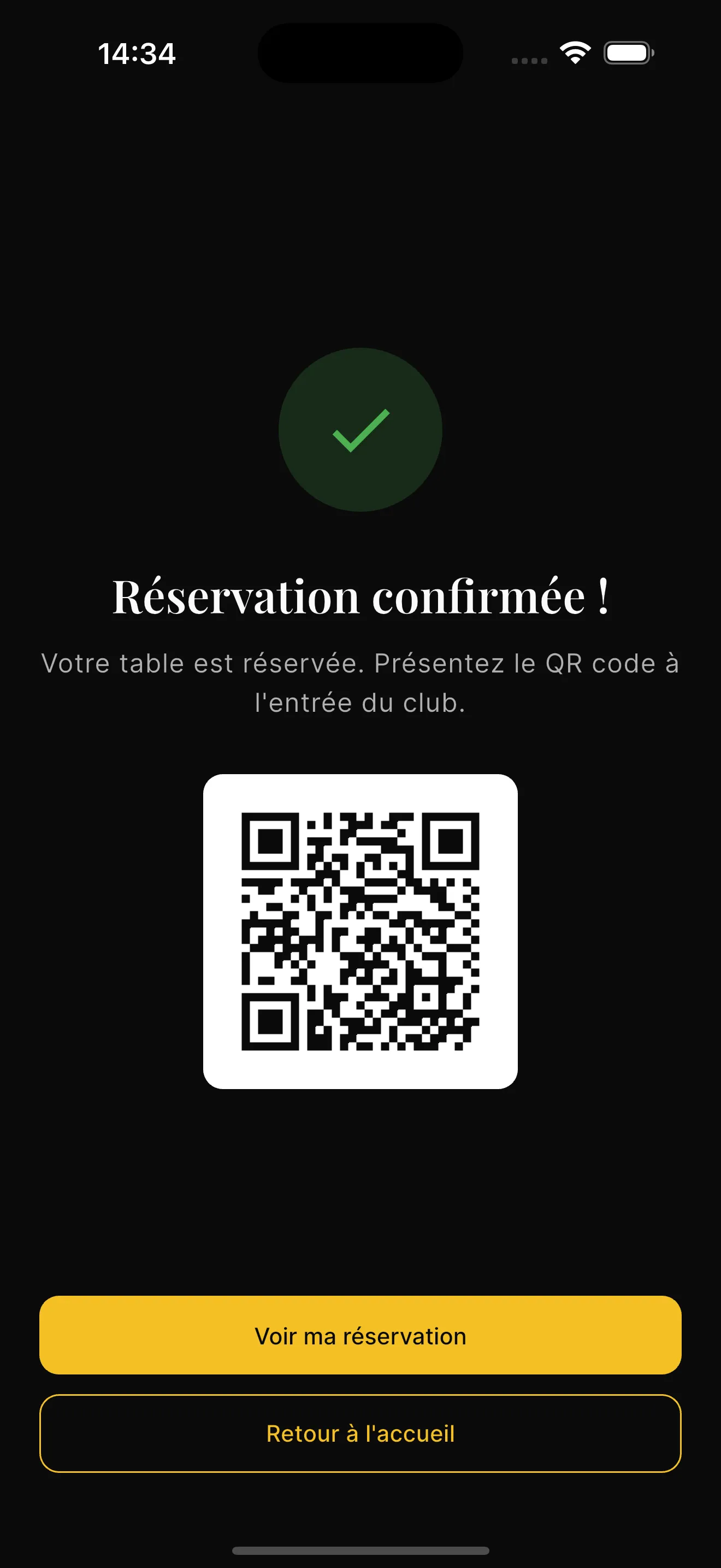 Confirmation avec QR code